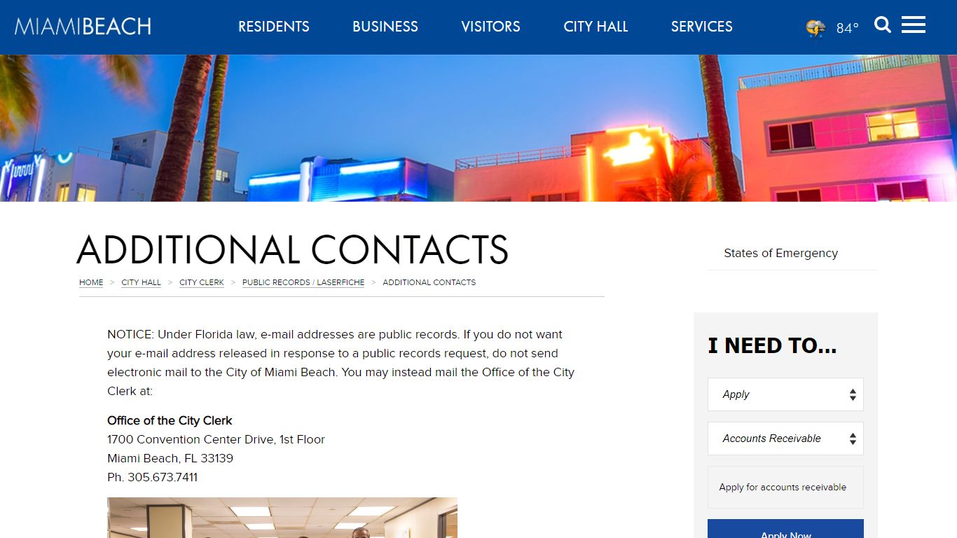 Additional Contacts – City of Miami Beach